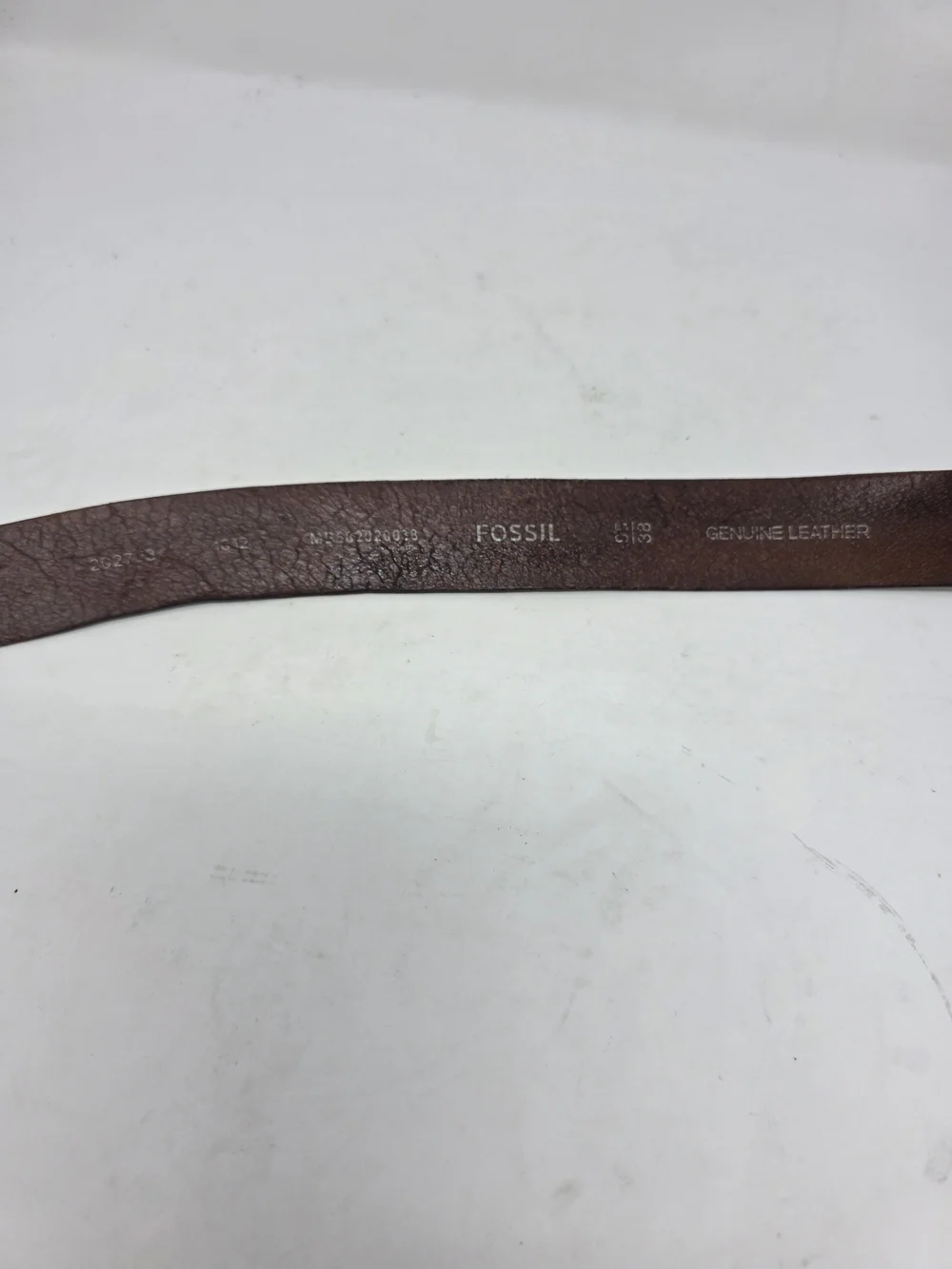 Fossil Mens Size 38 95 Brown Distressed Leather Belt Silver Single Prong Buckle